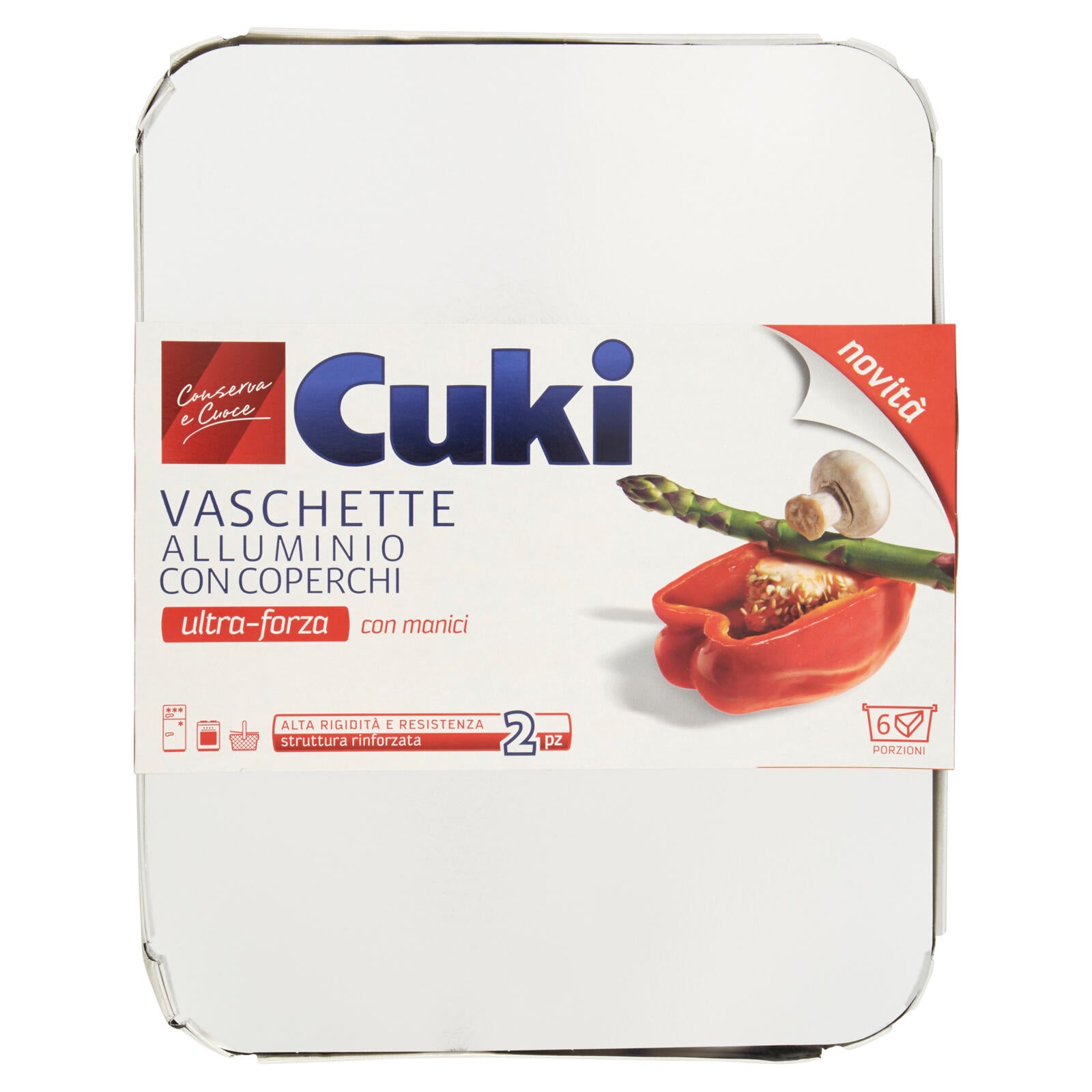 Cuki Conserva e Cuoce Vaschette Alluminio con Coperchi 6 porzioni 2 pz ->