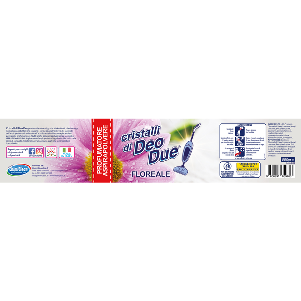 Deo Due - Cristalli Profumatore Per Aspirapolvere Floreale - 500 Gr.