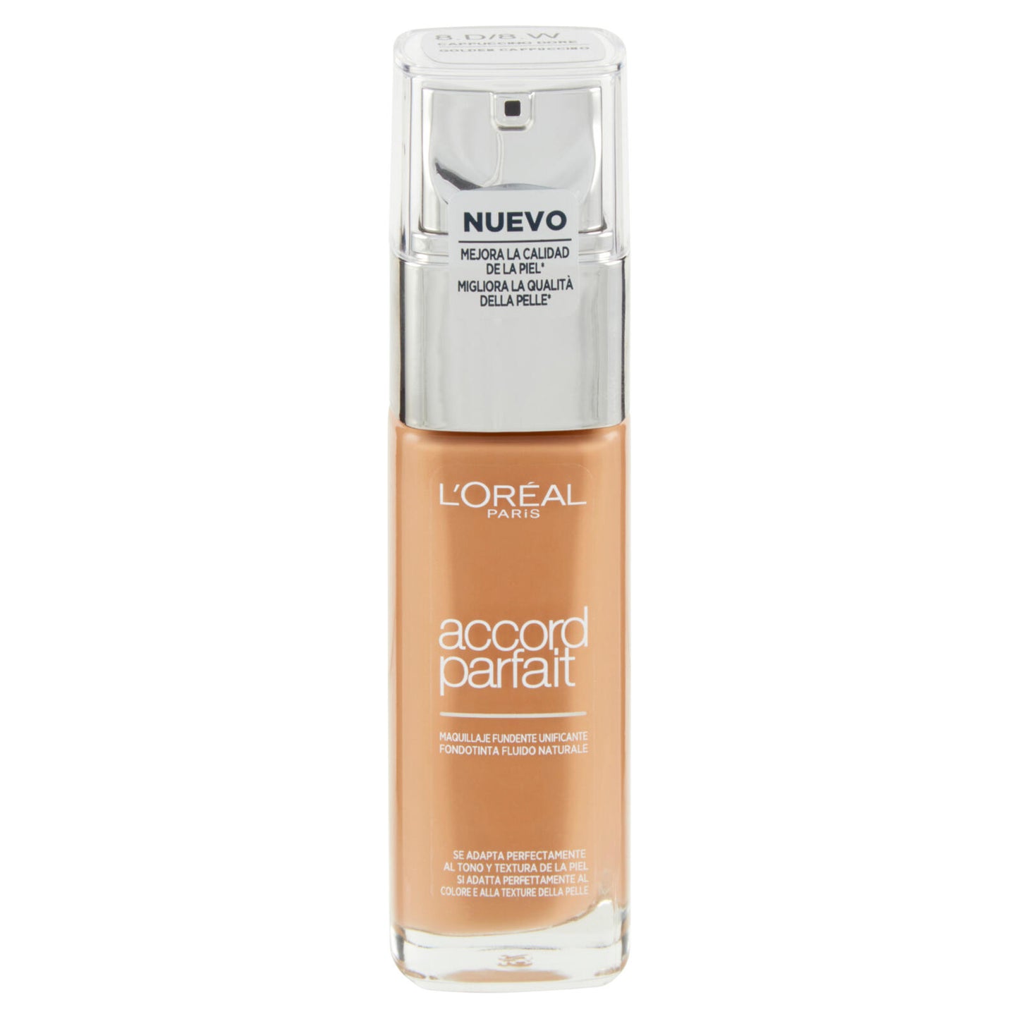 L'Oréal Paris MakeUp Fondotinta Accord Parfait, Effetto Naturale, 8.D/8.W Cappuccino Doré, 30 ml