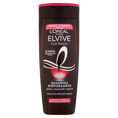 L'Oréal Paris Shampoo Elvive Full Resist, Per Capelli Danneggiati, 285 ml