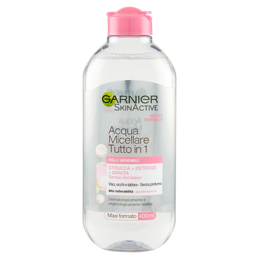 Garnier Acqua Micellare Tutto in 1 Struccante viso, occhi e labbra per pelli sensibili, 400 ml