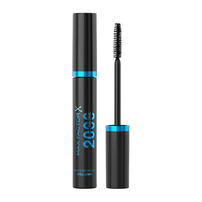 Max Factor 2000 Calorie Mascara Volumizzante Waterproof, Formula per Occhi Sensibili, Resistente all'Acqua, 001 - Black, 9ml