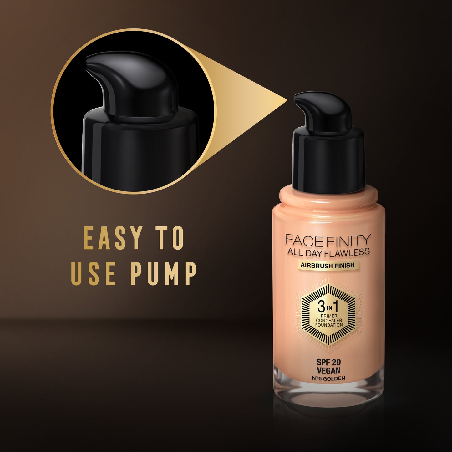 Max Factor - Facefinity All Day Flawless 3in1 - Fondotinta Liquido a Lunga Durata - 075 Golden -30 ml