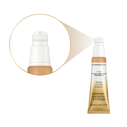 Max Factor Miracle Second Skin Fondotinta dal Finish Naturale, con Latte di Cocco Idratante e SPF 20, 06 Golden Medium