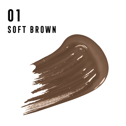 Max Factor Browfinity Matita Sopracciglia Semipermanente in Gel A Prova di Sbavature, Formula Waterproof, No Transfer, 01 Soft Brown