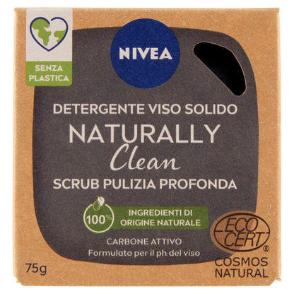 Nivea Naturally Clean Detergente Viso Solido Scrub Pulizia Profonda 75 g