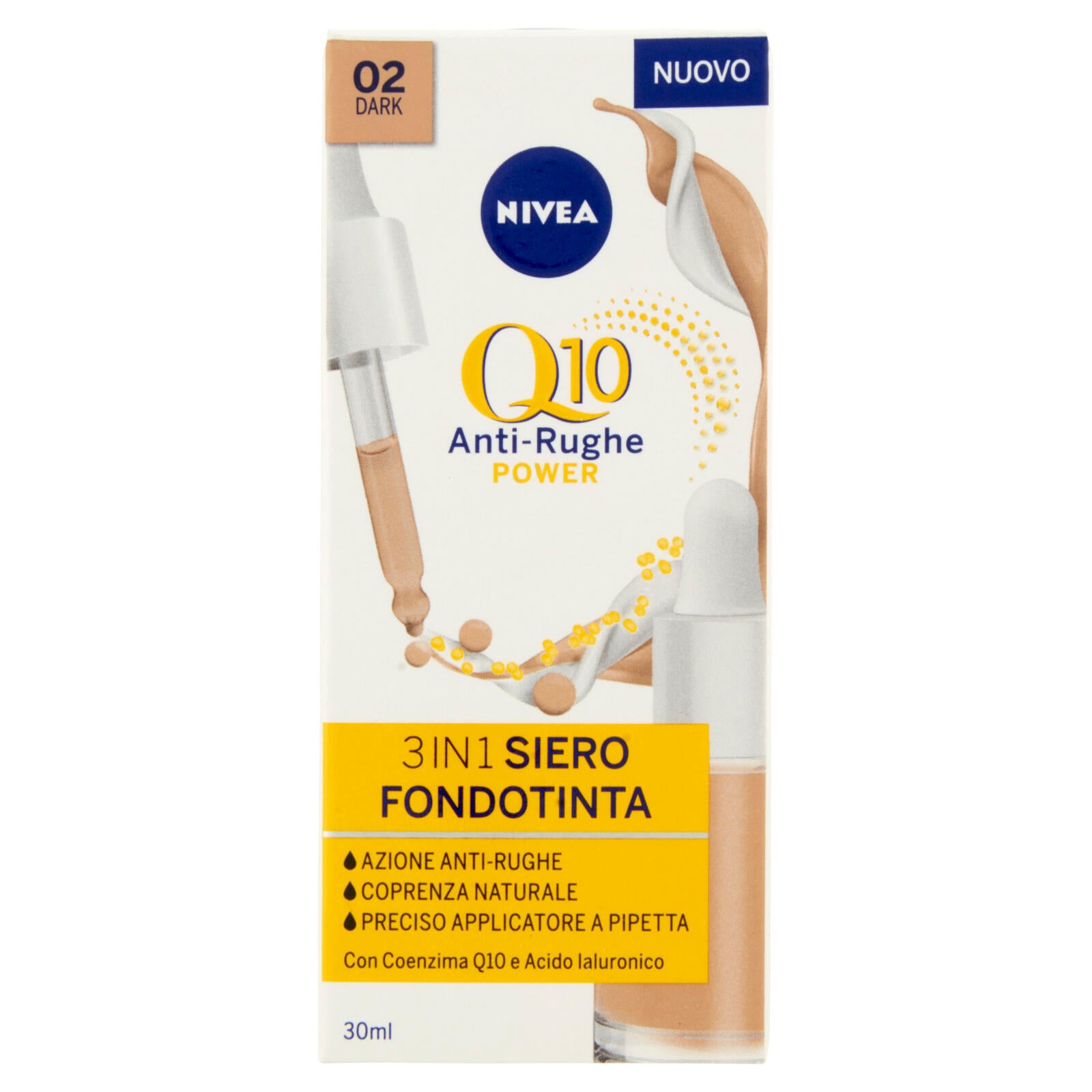 Nivea Q10 Anti-Rughe Power 3in1 Siero Fondotinta 02 Dark 30 ml