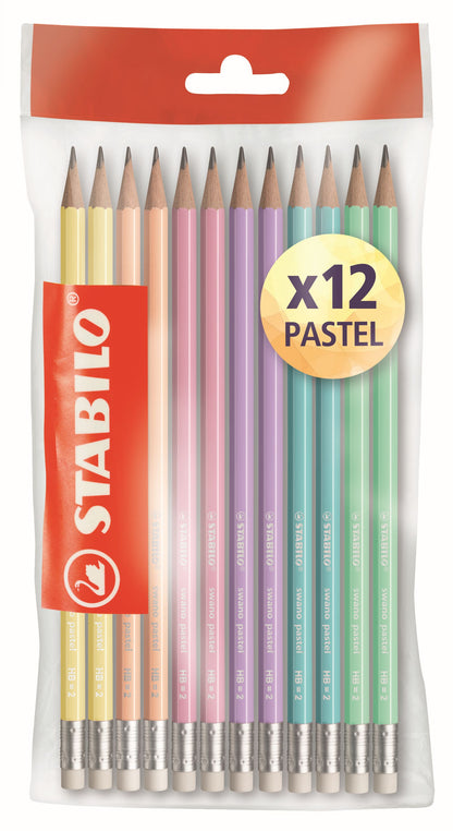 Matita in grafite - STABILO Swano pastel - Eco Pack da 12 - Colori assortiti