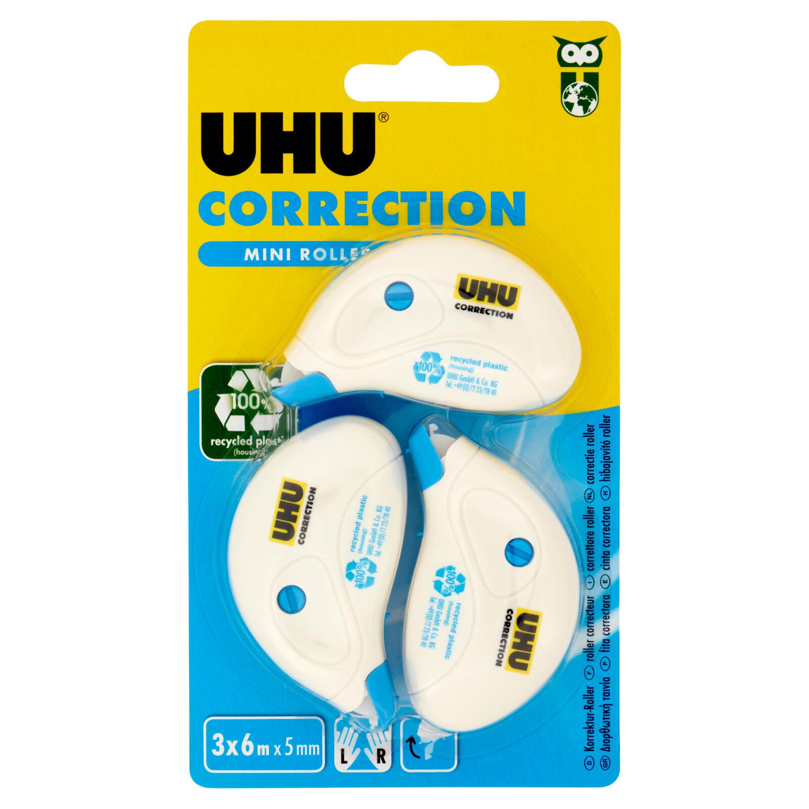 UHU Correction Mini Roller 6m x 5mm 3 pz
