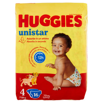 Huggies unistar Pannolini 4 7-18 Kg 16 pz