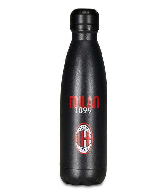 SEVEN Borraccia A.C. MILAN Calcio, Nero Rosso, Borraccia Termica in Acciaio Inox Interno Esterno, Mantenimento Temperatura fino a 24h, Borraccia Scuola Bambino - Bottle Termica