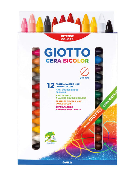 GIOTTO Maxi pastelli a Cera Bicolore, 12 unità (Confezione da 1), 291300