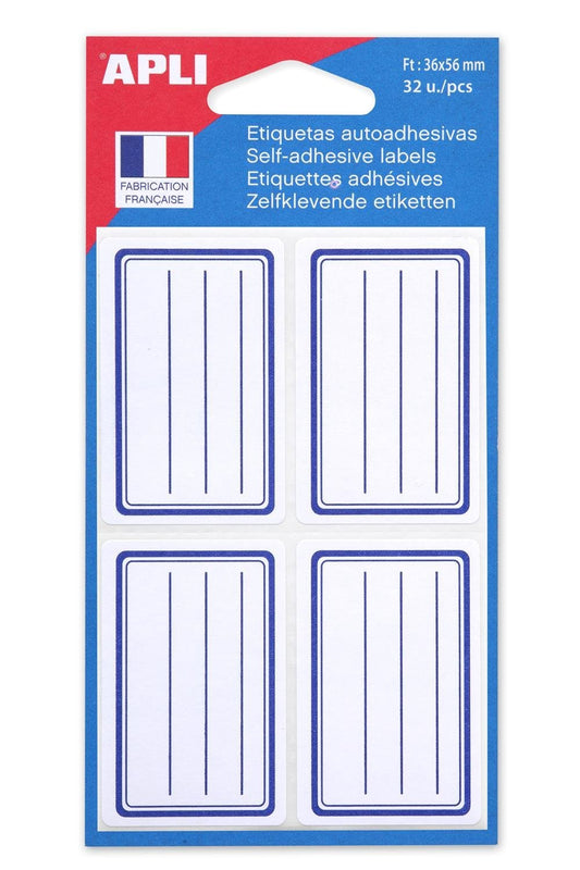 Agipa 111977 Etichette per libri, Bianco/Blu, 36 X 56 mm, a righe