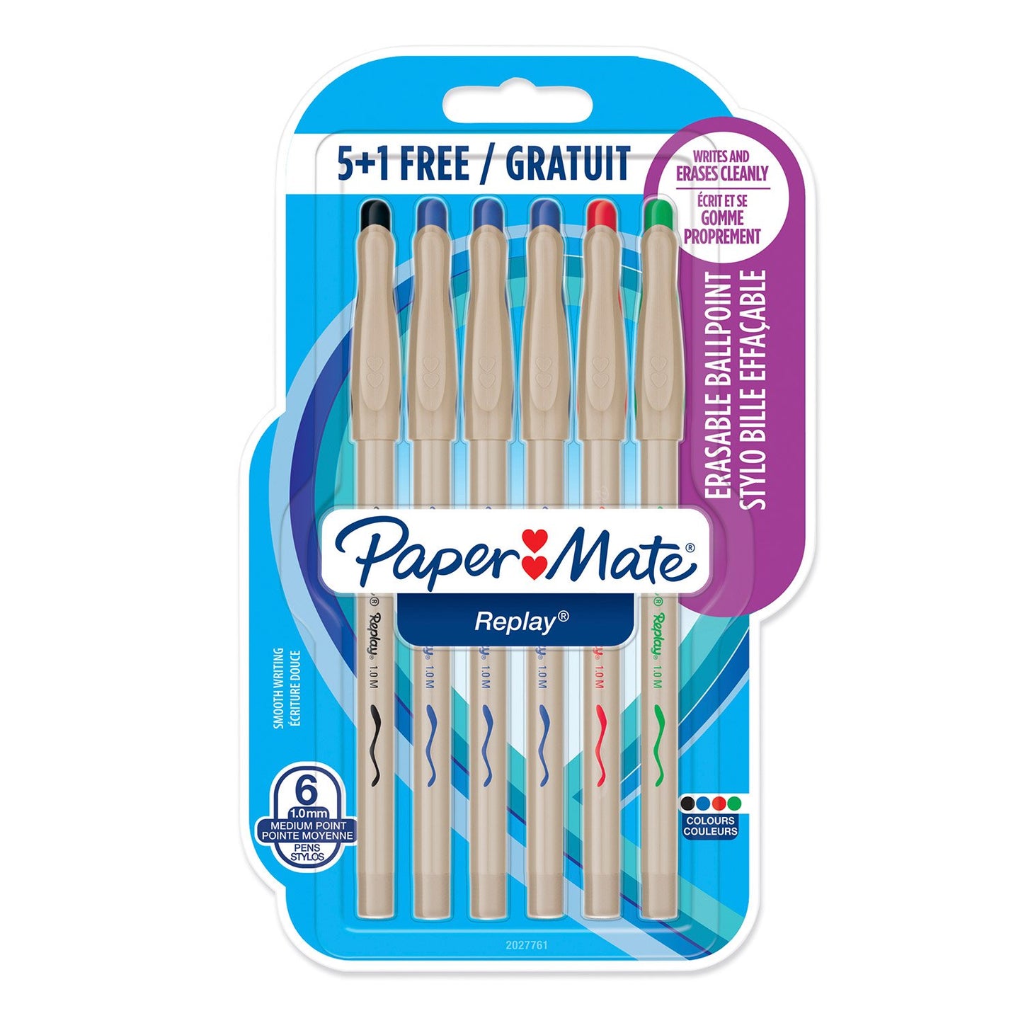 Paper Mate Replay Penna a Sfera Cancellabile, Colori Assortiti, Confezione da 5+1