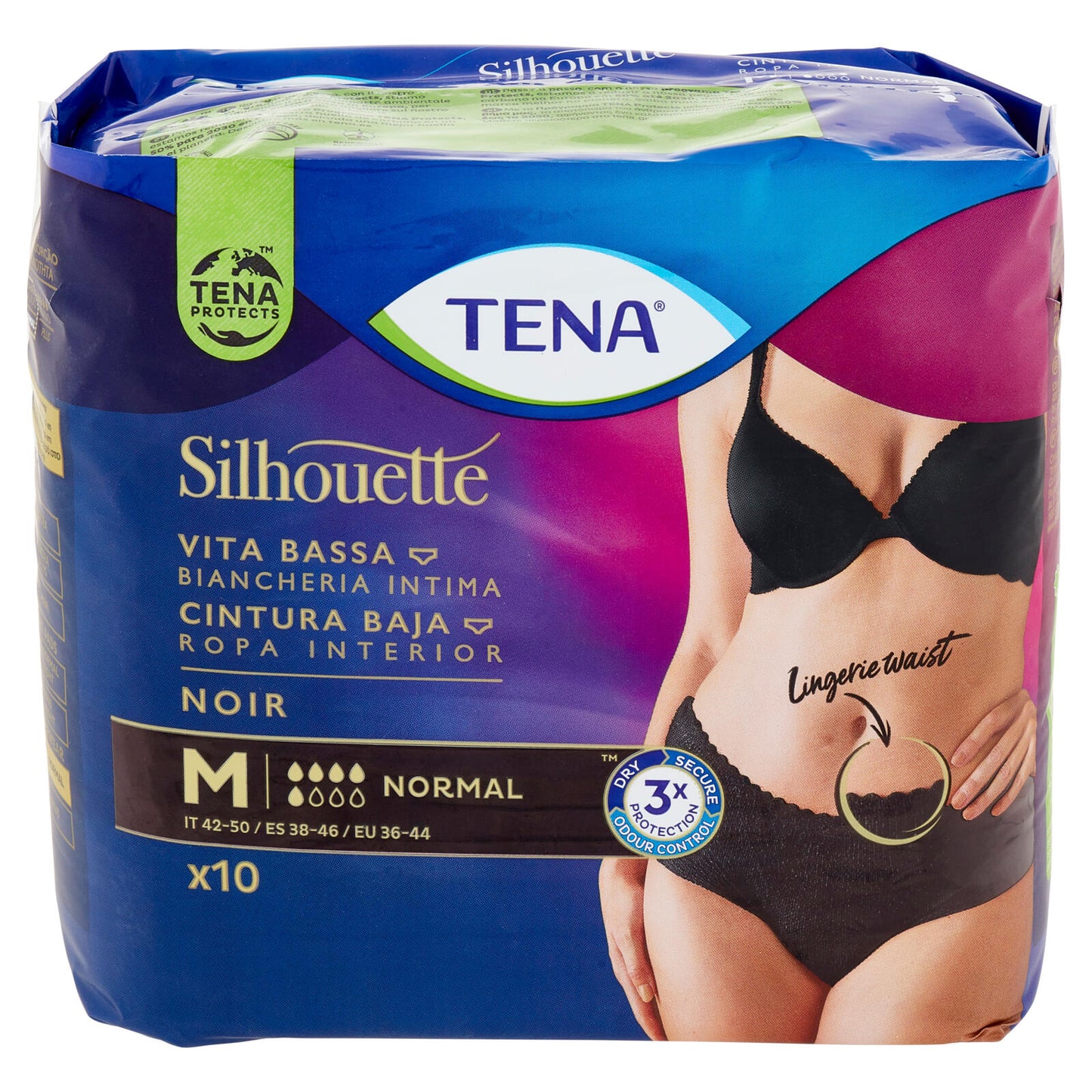 Tena Silhouette Vita Bassa Biancheria Intima Noir Normal M 10 pz