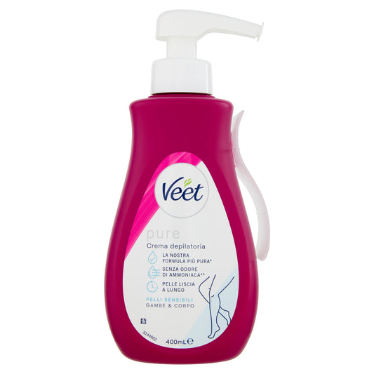 Veet Crema Depilatoria Pelli Sensibili, per Gambe, Braccia, Ascelle e Zona Bikini, 400 ml