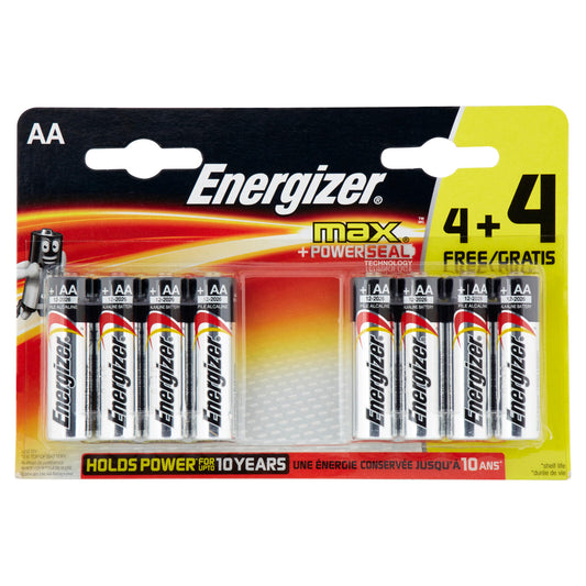 Energizer max AA Stilo 4 + 4 pz