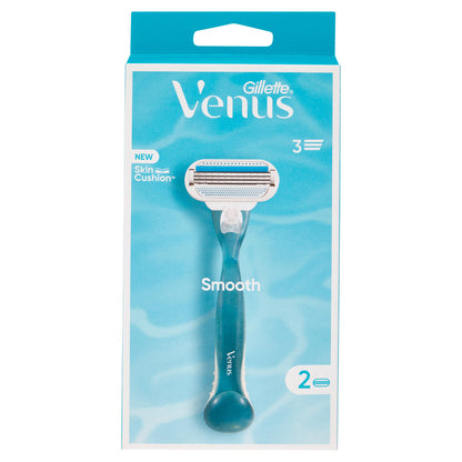 Gillette Venus Rasoio Donna Smooth a 3 Lame, 1 Manico + 2 Lamette Donna