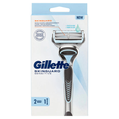 Gillette Rasoio Uomo SkinGuard Sensitive, 1 Manico + 2 Lamette Barba