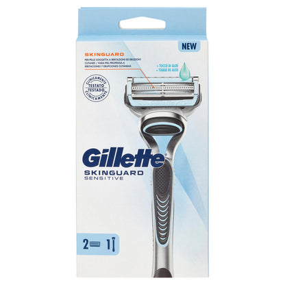 Gillette Rasoio Uomo SkinGuard Sensitive, 1 Manico + 2 Lamette Barba