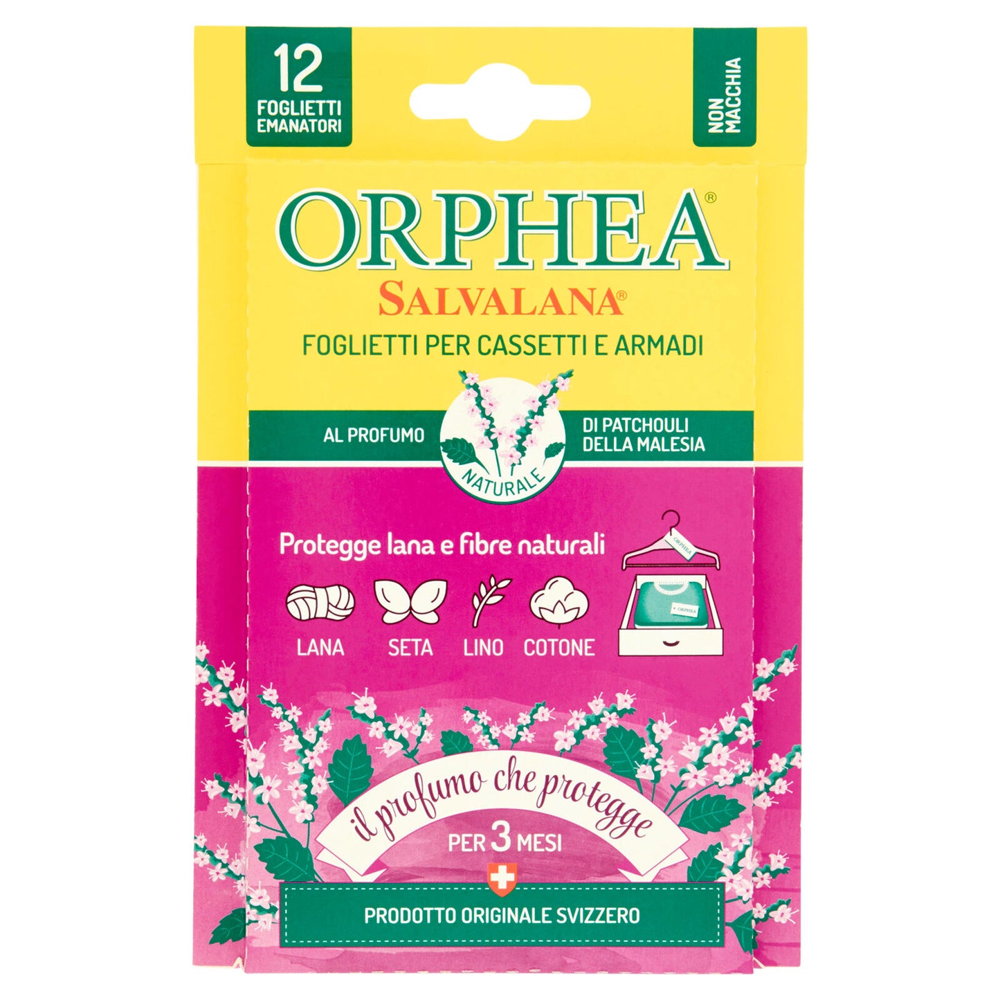 Orphea Salvalana Foglietti per Cassetti e Armadi al Profumo di Patchouli della Malesia 12 pz