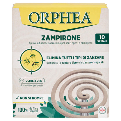 Orphea Zampirone Spirale ad azione zanzaricida per spazi aperti o semiaperti 10 x 6,25 g