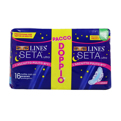 LINES - Assorbenti LINES SETA ULTRA NOTTE CON ALI - 16 pz