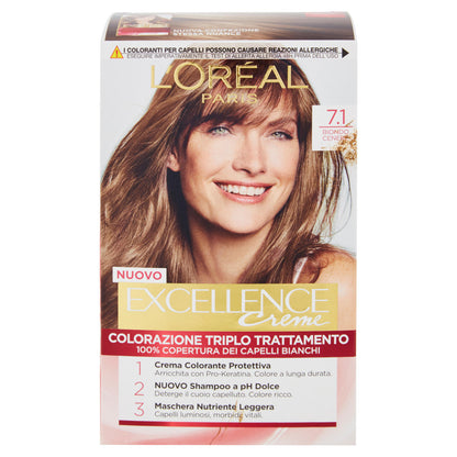 L'Oréal Paris Excellence Crema colorante triplo trattamento avanzato, 7.1 Biondo Cenere