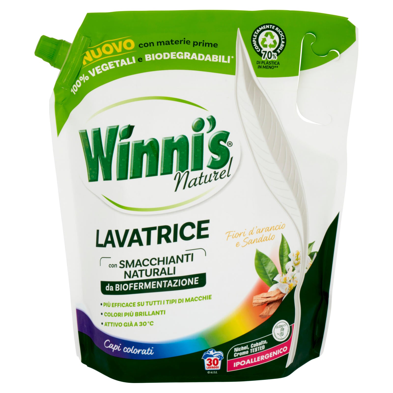 Winni's Naturel Lavatrice Capi colorati Fiori d'arancio e Sandalo pouch 30 Lavaggi 1,35 l