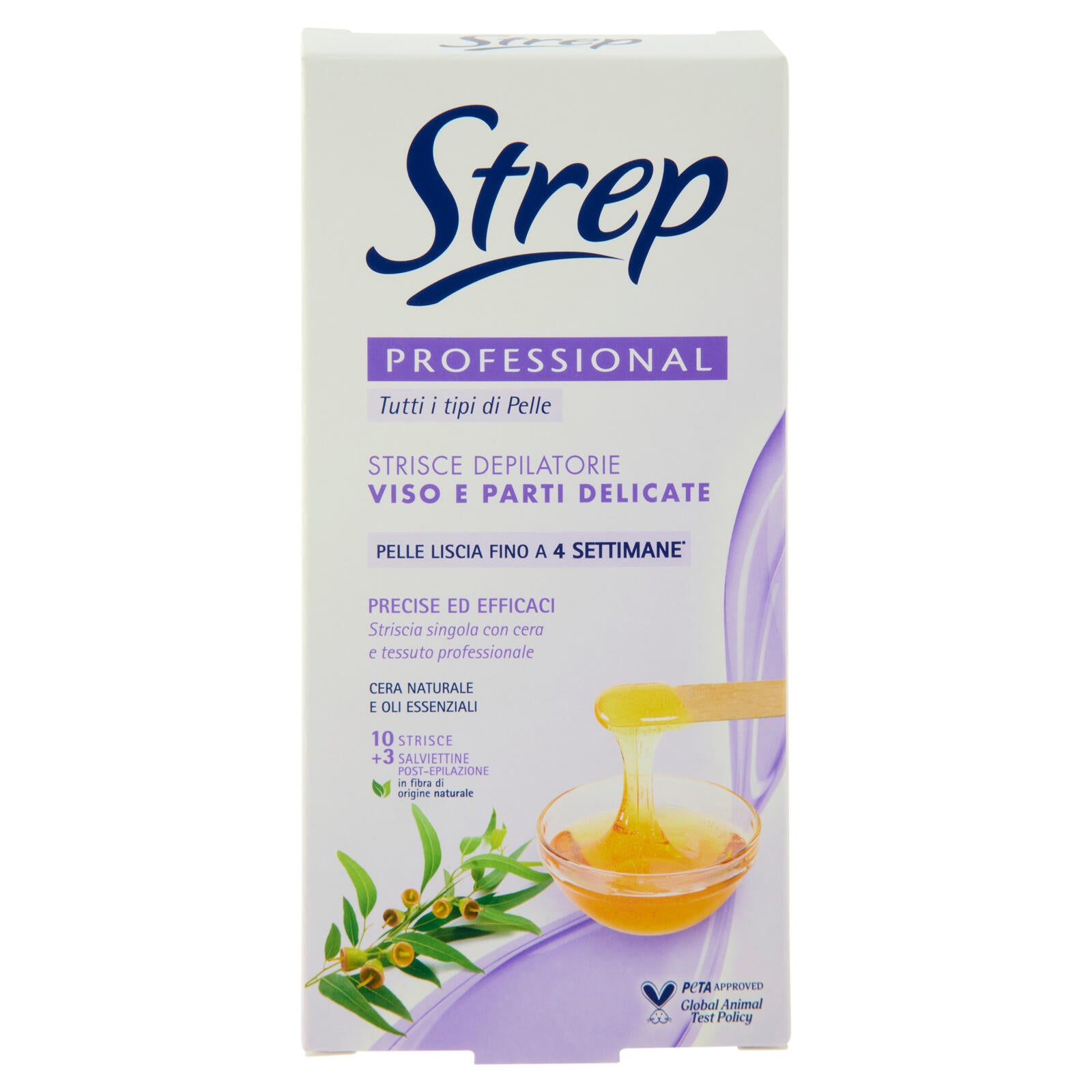 Strep Professional Strisce Depilatorie Viso e Parti Delicate 10 Strisce + 3 Salviettine