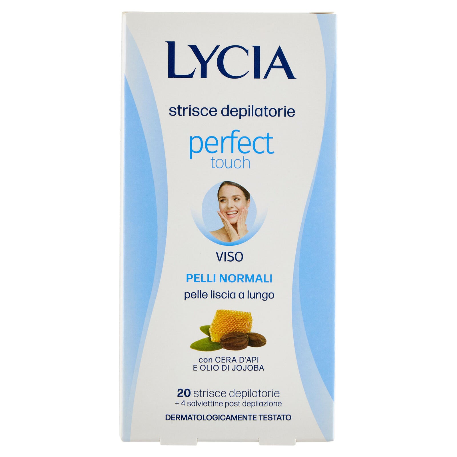 Lycia perfect touch strisce depilatorie Viso Pelli Normali 20 strisce + 4 salviettine