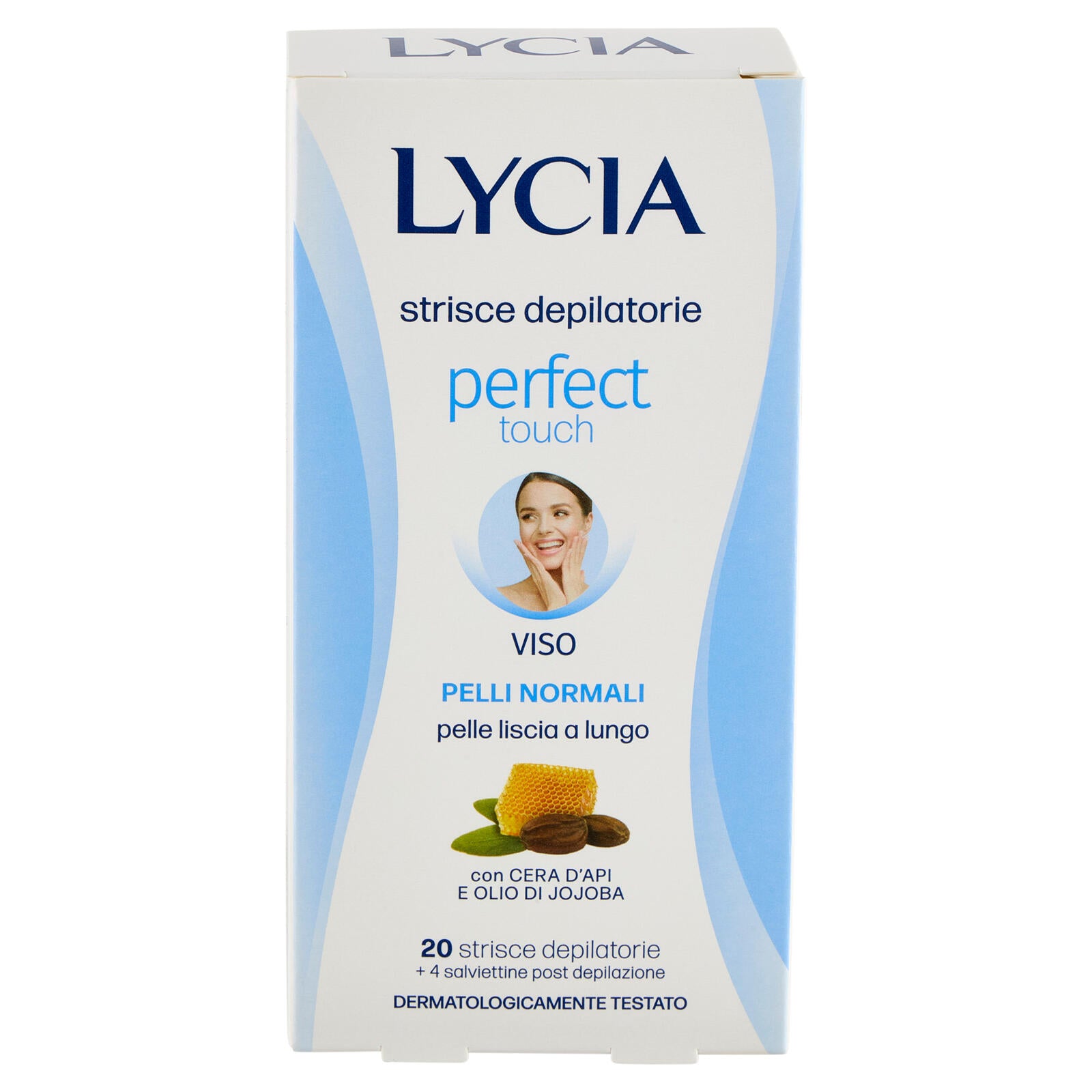 Lycia perfect touch strisce depilatorie Viso Pelli Normali 20 strisce + 4 salviettine