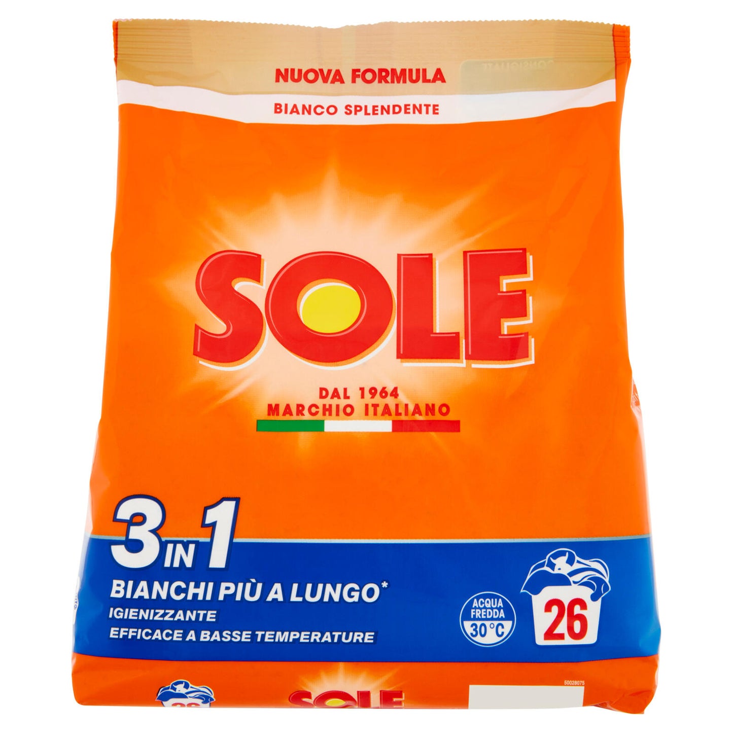 Sole Polvere lavatrice Bianco Splendente 26 lavaggi 1,3 kg