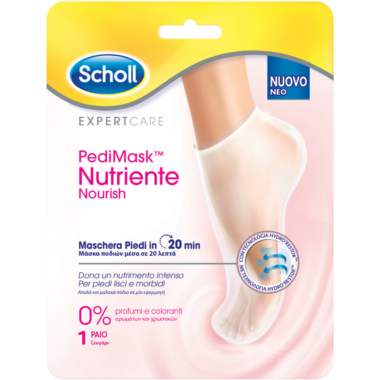 SCHOLL - Maschera Piedi Nutriente 0% Profumi e Coloranti - 1 Paio