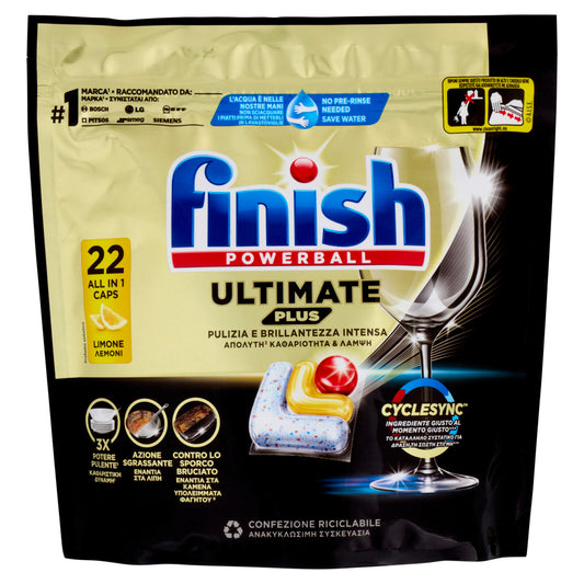 Finish Ultimate Plus Limone pastiglie lavastoviglie 22 lavaggi 268,4 g