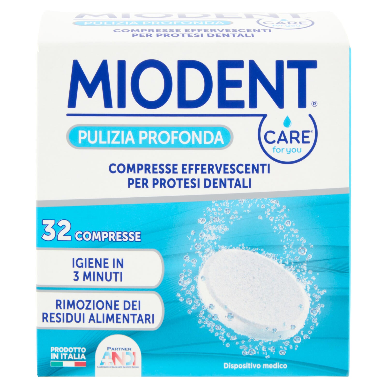 Miodent Care for you Pulizia Profonda Compresse Effervescenti per Protesi  Dentali 32 pz ->