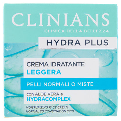 Clinians Hydra Plus Crema Idratante Leggera Pelli Normali o Miste 50 mL