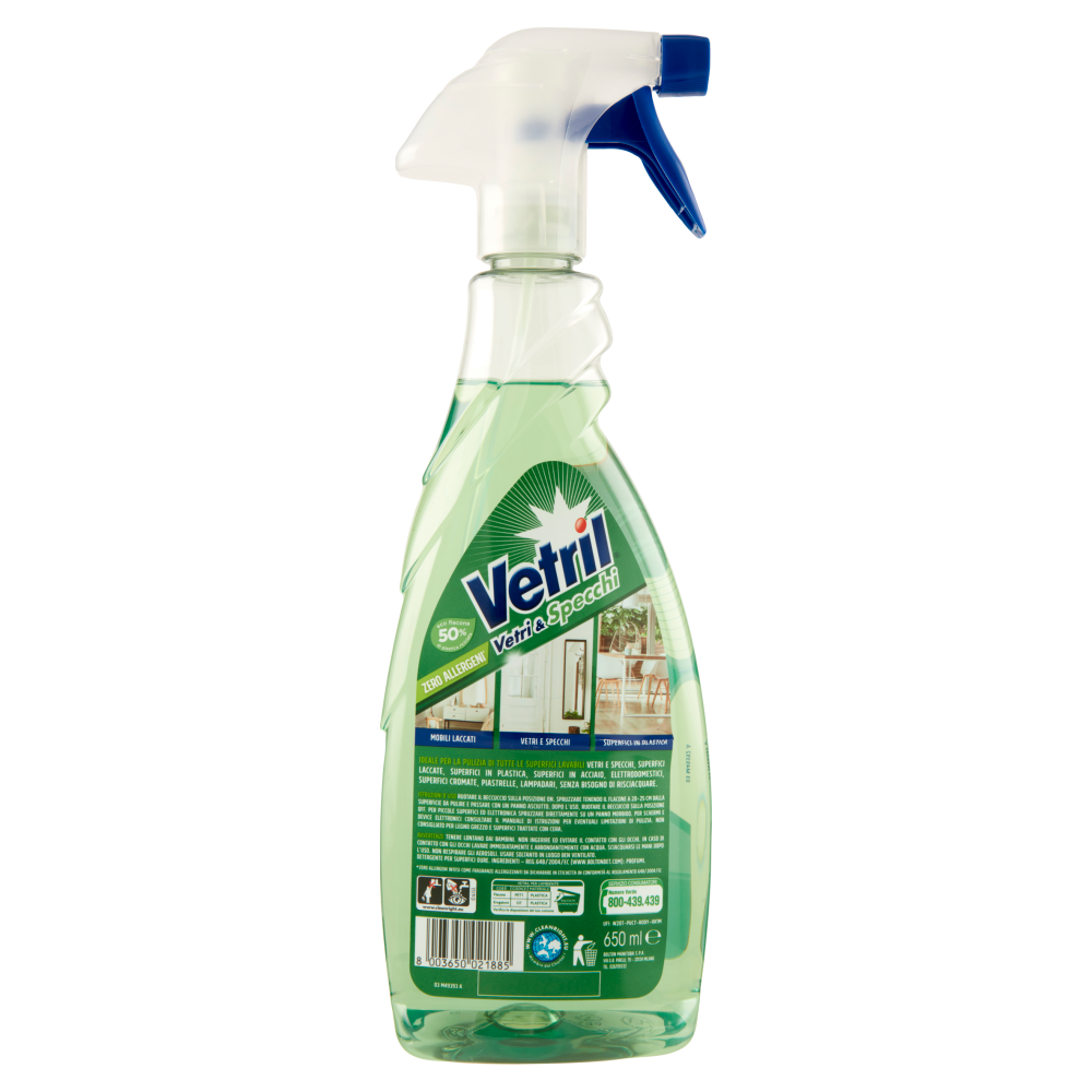 Vetril - Detergente per Vetri e Specchi Natural - 650 ml