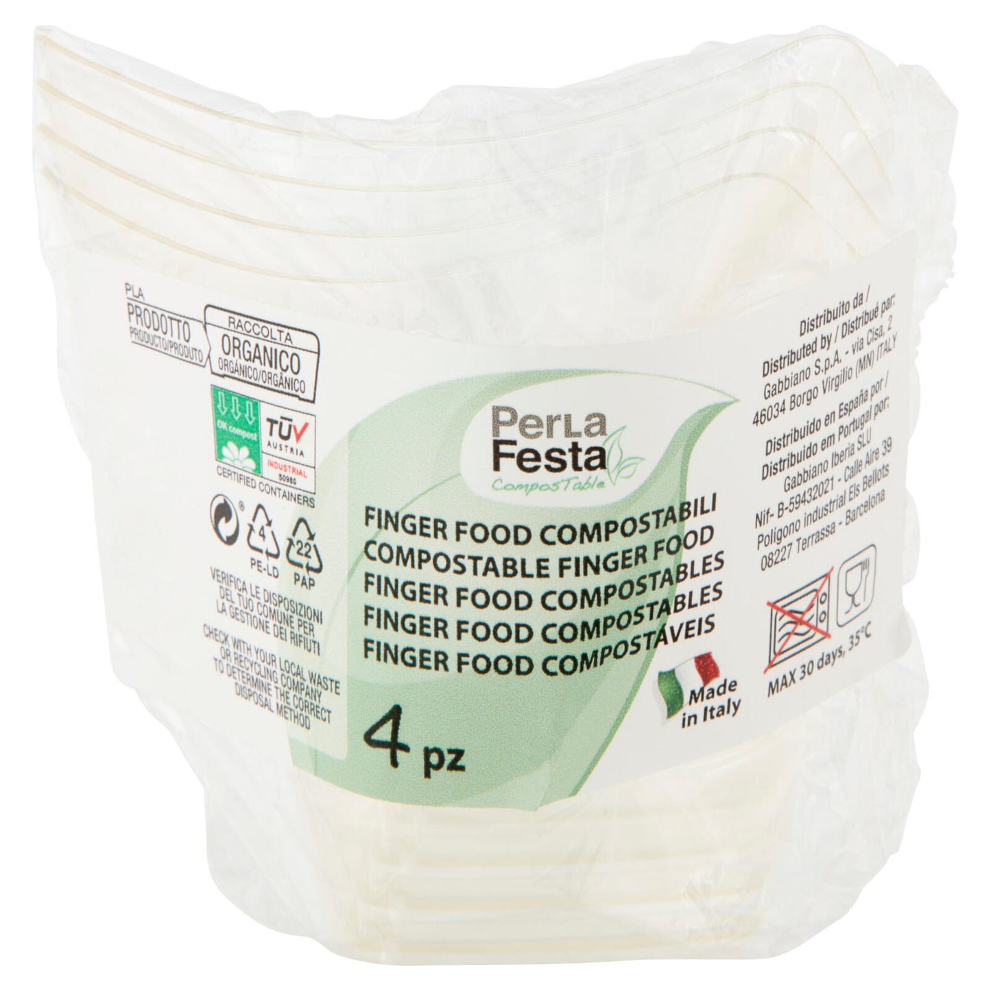 PerLa Festa ComposTable Finger Food Compostabili 4 pz