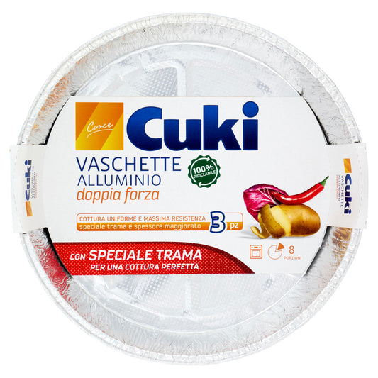 Cuki Cuoce Vaschette Alluminio doppia forza 8 Porzioni 3 pz