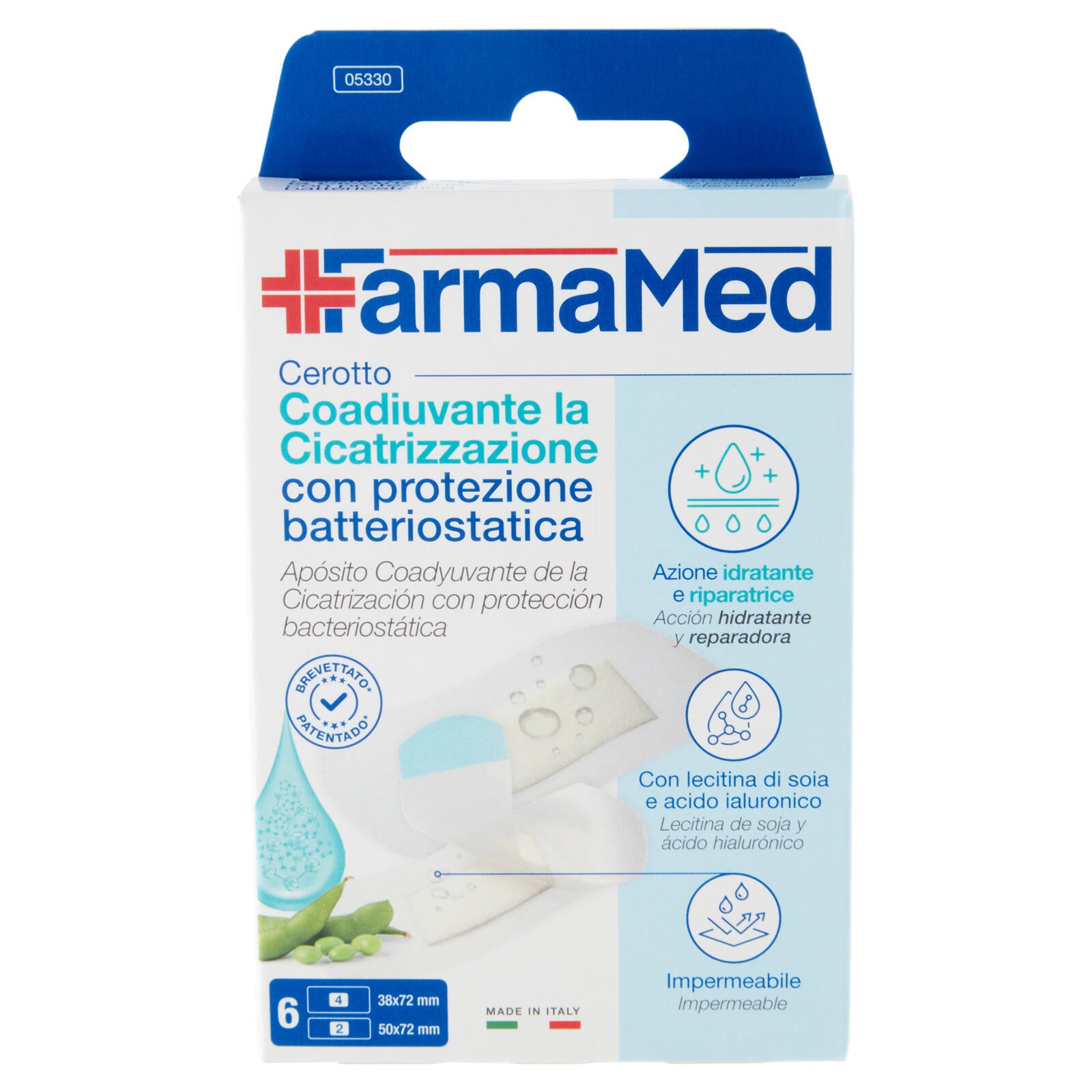 FarmaMed Cerotto Coadiuvante la Cicatrizzazione con protezione batteriostatica 6 pz