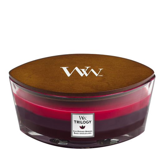 Woodwick Ellipse Trilogy Candela Profumata Con Stoppino Scoppiettante, Frutti Di Bosco Maturati Al Sole, Fino A 50 Ore, Multicolore (Sun-ripened Berries)