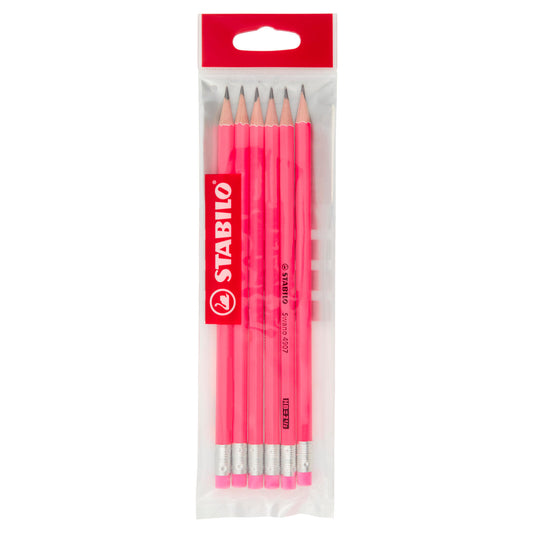 STABILO Swano HB=2 ½ matite con fusto fluorescente in colori misti - Ecopack da 6 pz.