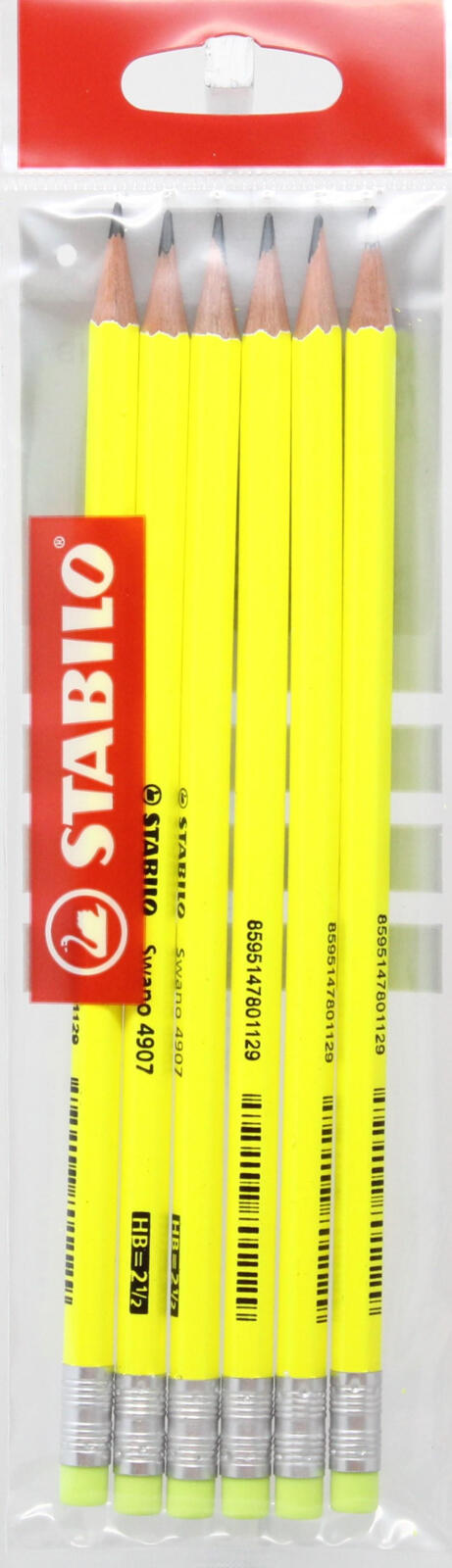 STABILO Swano HB=2 ½ matite con fusto fluorescente in colori misti - Ecopack da 6 pz.