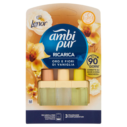 Ambi Pur Profumatore per Ambienti Elettrico Ricarica 3Volution, Oro e Fiori di Vaniglia 20 ml