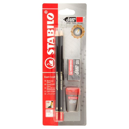 STABILO Exam Grade - astuccio con 4 matite HB + gomma + temperino