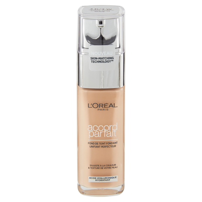 L&#39;Or&#233;al Paris Accord Parfait, Fondotinta Liquido con Acido Ialuronico, 3.D/3.W Beige Dore, 30 ml