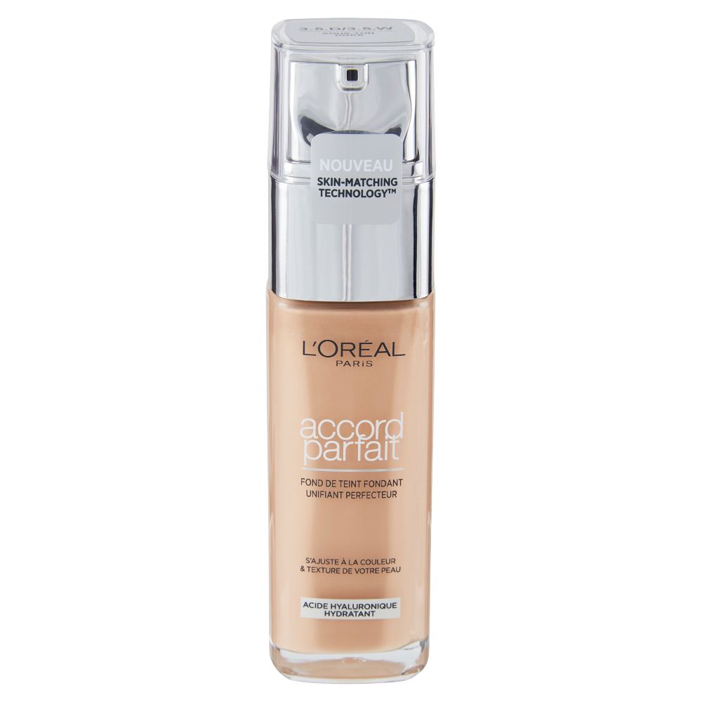 L&#39;Or&#233;al Paris Accord Parfait, Fondotinta Liquido con Acido Ialuronico, 3.5.D goldpeach, 30 ml