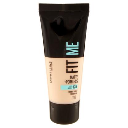 Maybelline New York Fondotinta Fit Me Matte&amp;Poreless, Finish Opacizzante, 110 Porcelain 30 ml