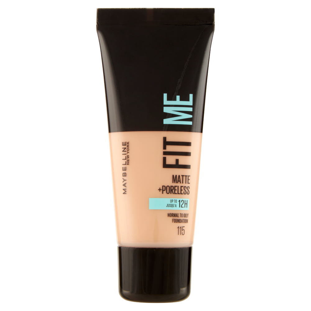 Maybelline New York Fondotinta Fit Me Matte&amp;Poreless, Finish Opacizzante, 115 Ivory 30 ml